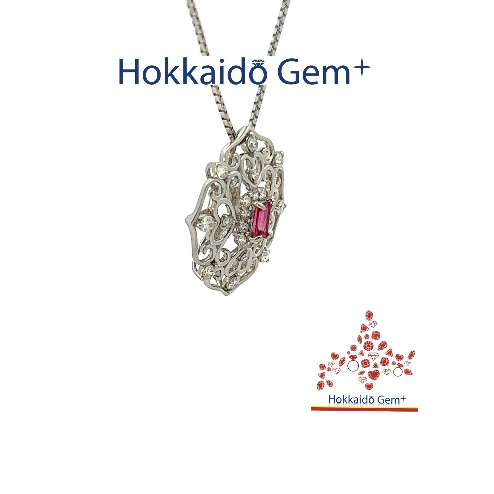 レッドベリル　プラチナ　ネックレス　Pt900/850