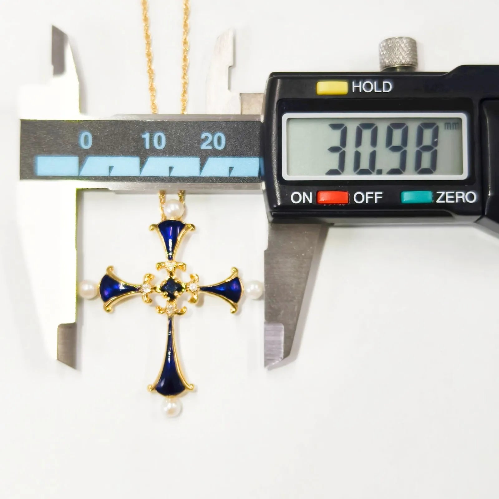 サファイヤ　クロス　ネックレス　ゴールド　１８K