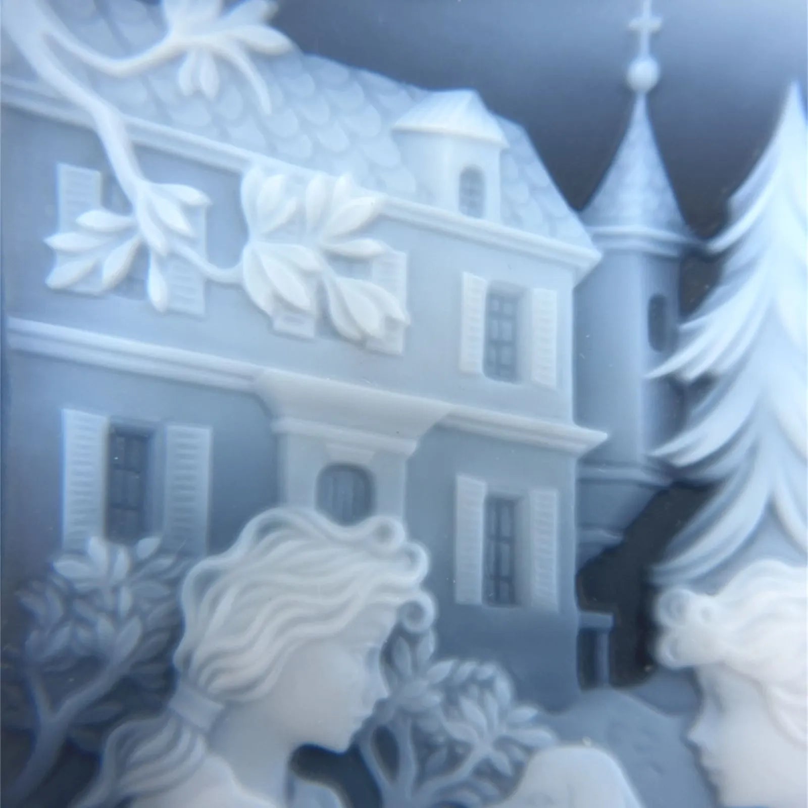 カメオ　オニキス　ブローチ　コンビ　K18　PT900　犬　少女