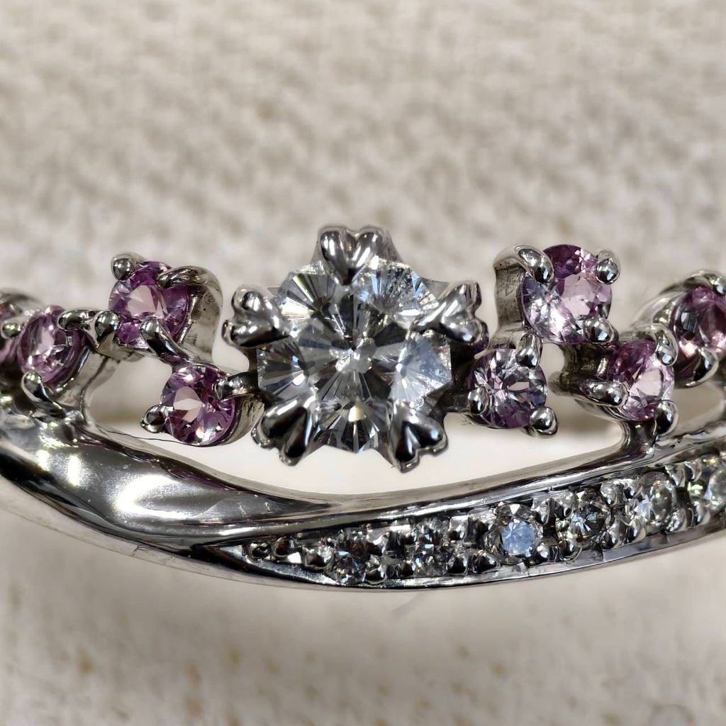 桜　VVS-2   ダイヤモンド　ピンクサファイア　ホワイトゴールド　リング　K18WG