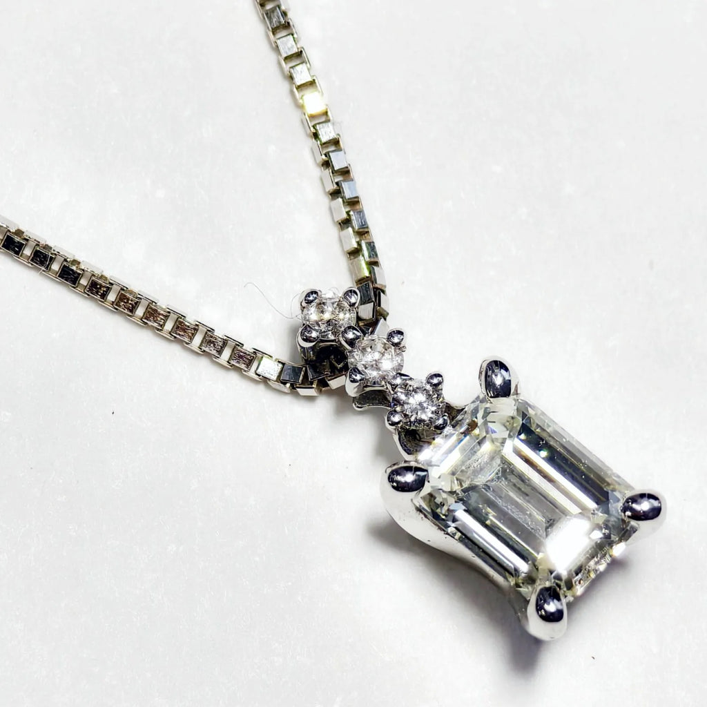 0.504ct ダイヤモンド エメラルドカット ネックレス ホワイトゴールド K18WG