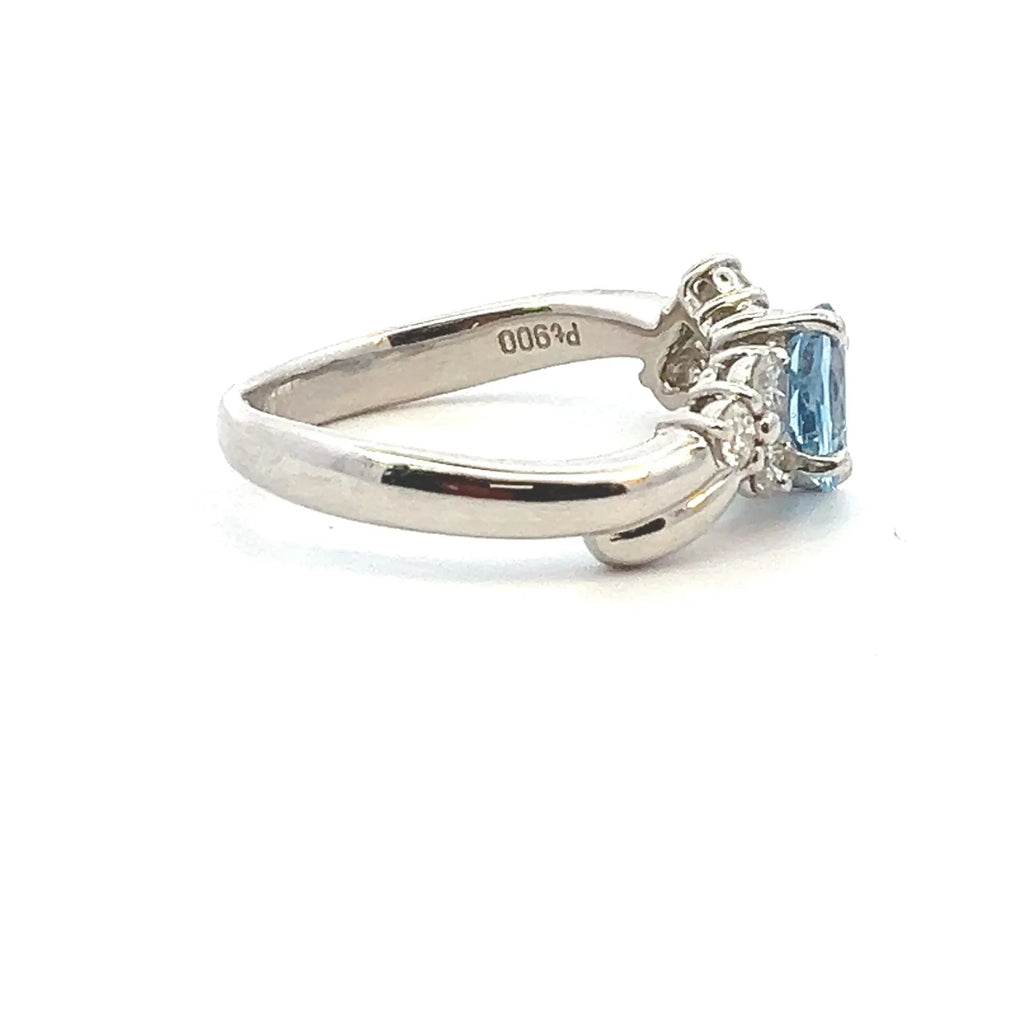 アクアマリン　リング　プラチナ　PT900