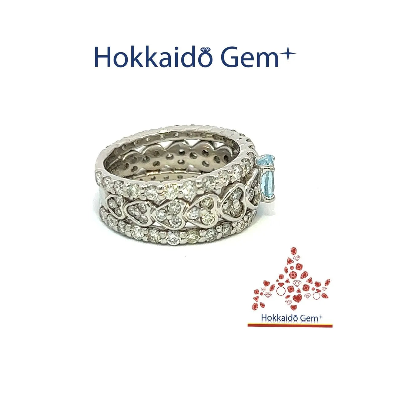 アクアマリン　プラチナ　リング　 PT900