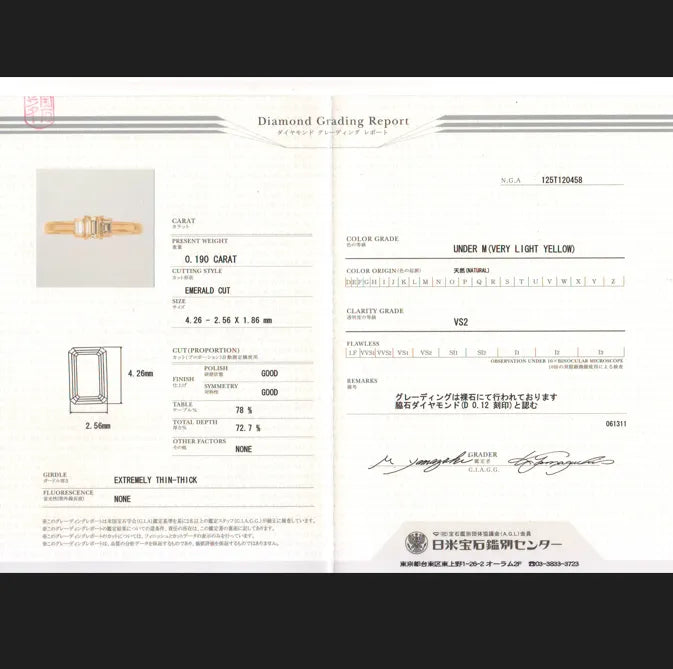 VS2 ダイヤモンド バケットカット リング ゴールド K18
