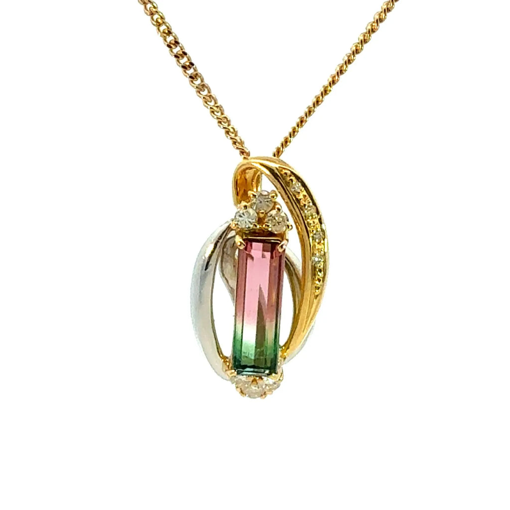 バイカラー トルマリン パーティーカラー ネックレス コンビ K18/Pt900