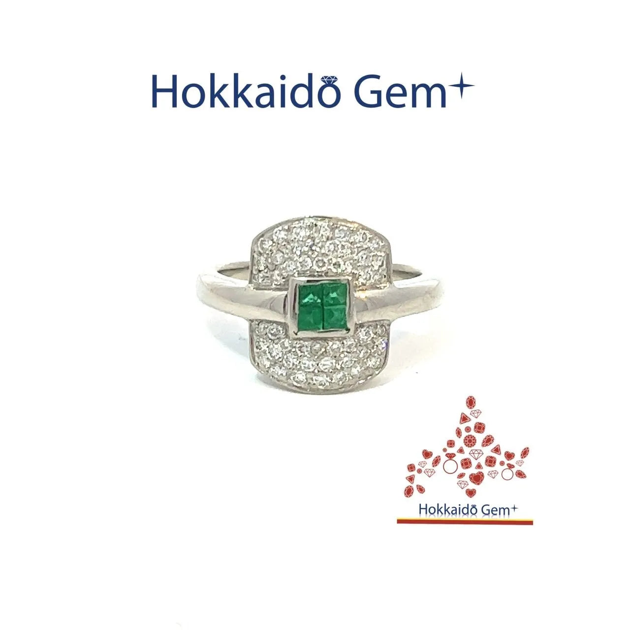 エメラルド　ダイヤモンド　プラチナ　リング　Pt900