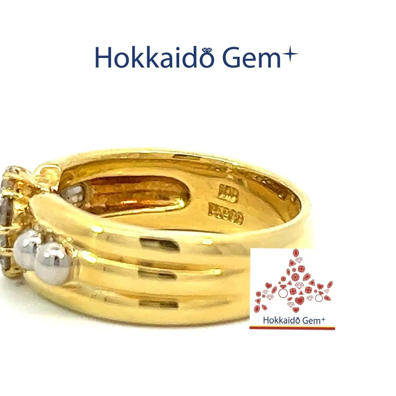 ダイヤモンド　ゴールド　プラチナ　コンビ　リング　　K18/Pt900