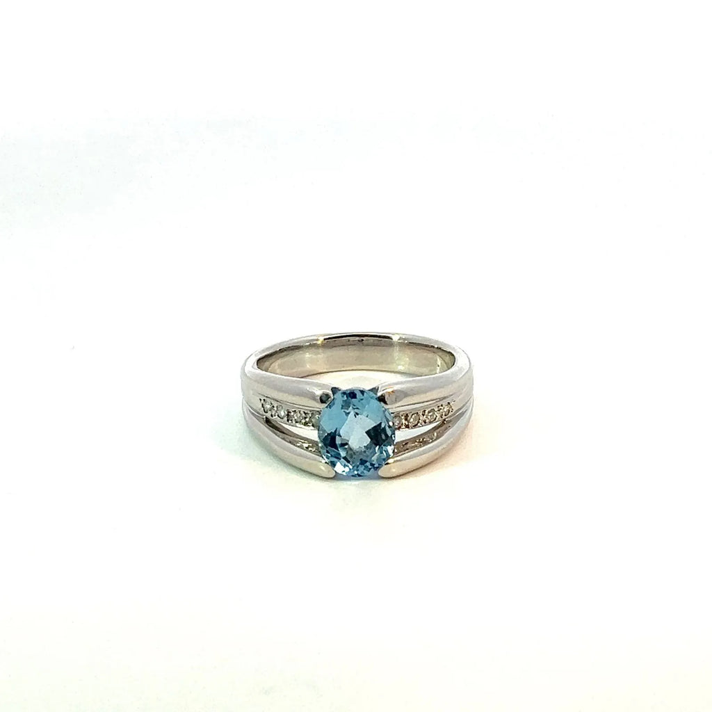 アクアマリン　オーバルカット　リング　プラチナ　Pｔ900