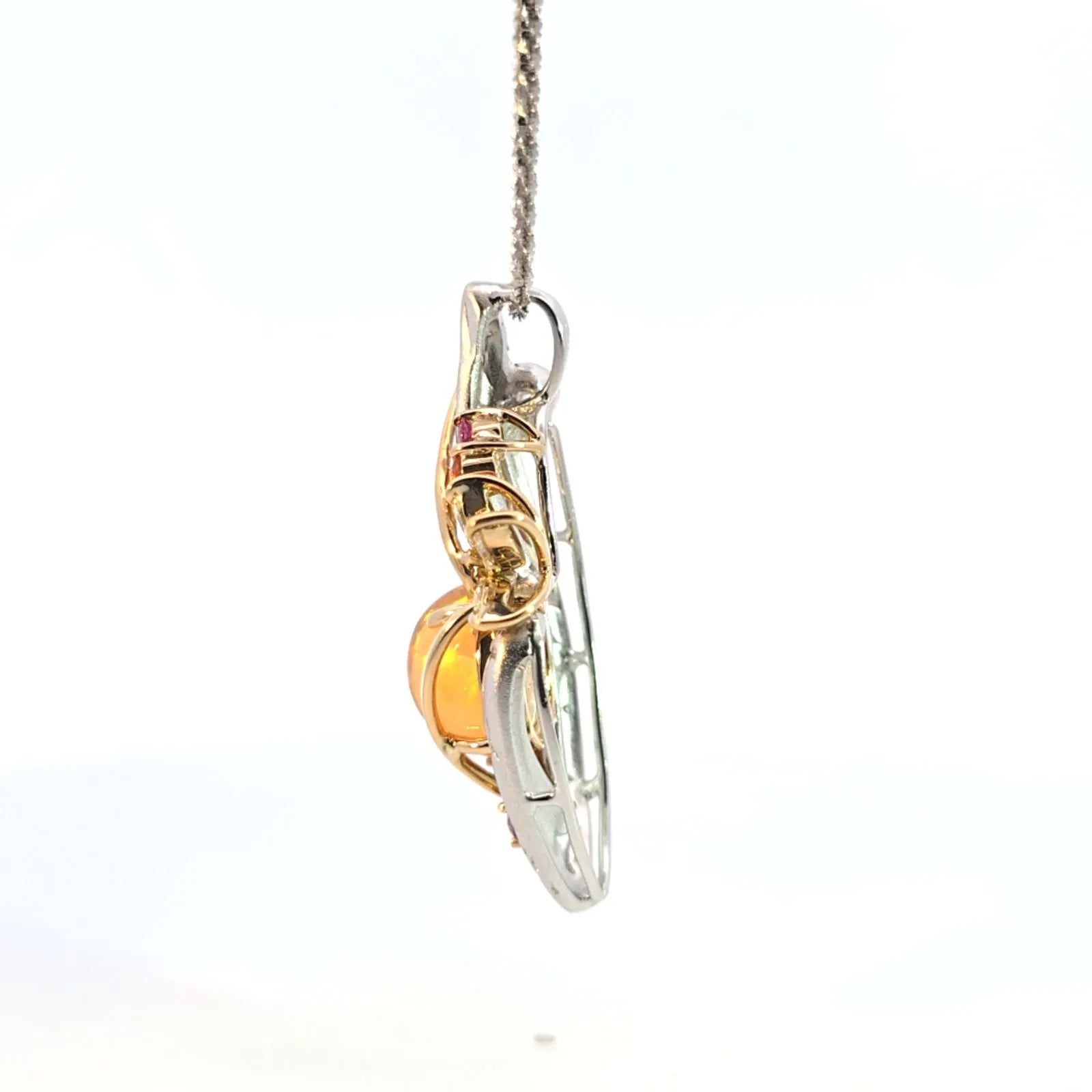 メキシコオパール　ファイア　ネックレス　コンビ　K18WG/K18