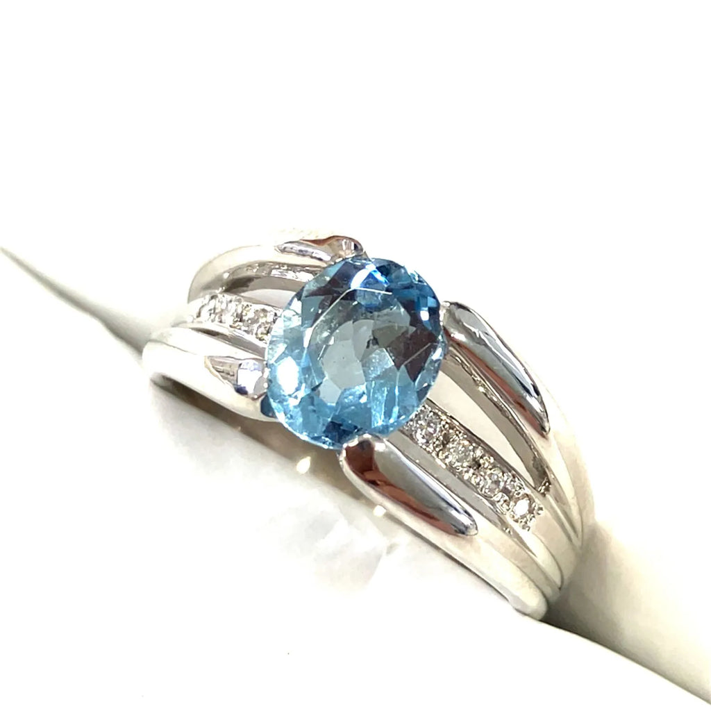 アクアマリン　オーバルカット　リング　プラチナ　Pｔ900